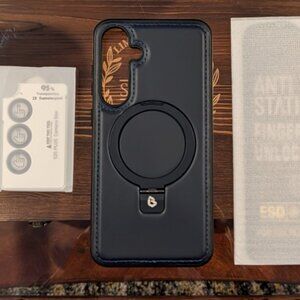 Samsung Galaxy S25 Plus Top-Grain Leather Case with Stand MagSafe-Navy Blue